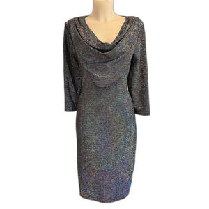 Zenobia sparkle Multicolor Cowl Neck Sheath Dress Size 1XL